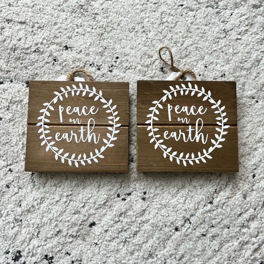 Rustic Brown Wall Decor with Peace Message